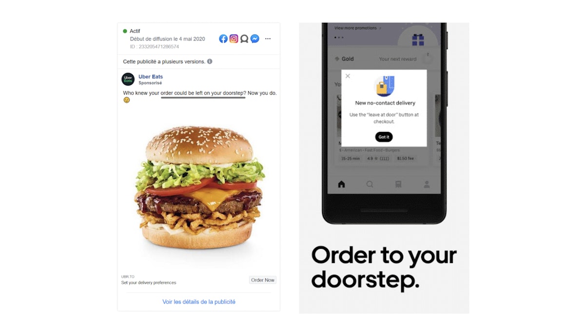 UberEats aligned the communication between their Facebook Ads and Play Store screenshots, benefiting the conversion rate of paid UA.
